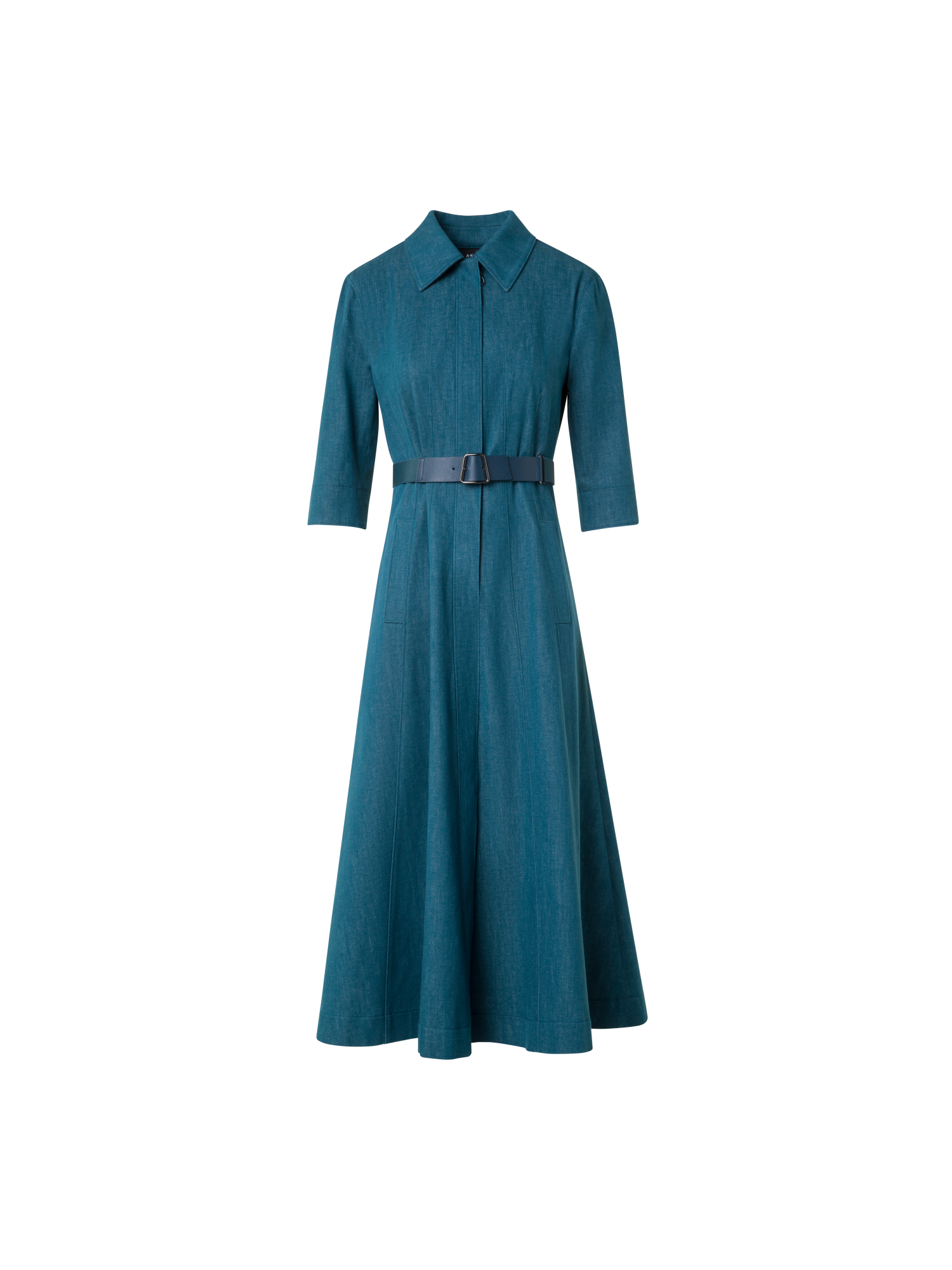 Designer Midi-Hemdkleid aus Baumwoll-Denim - Grün
