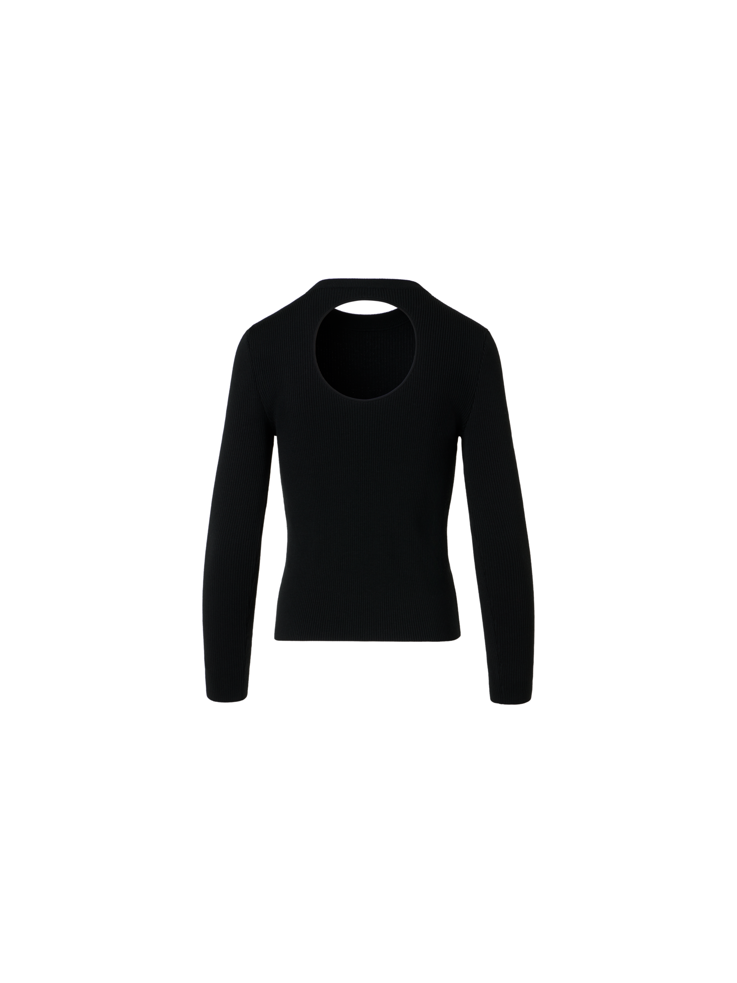 Designer Pullover aus Merinowolle mit Dot-Cut-Out auf der Rückseite - Schwarz