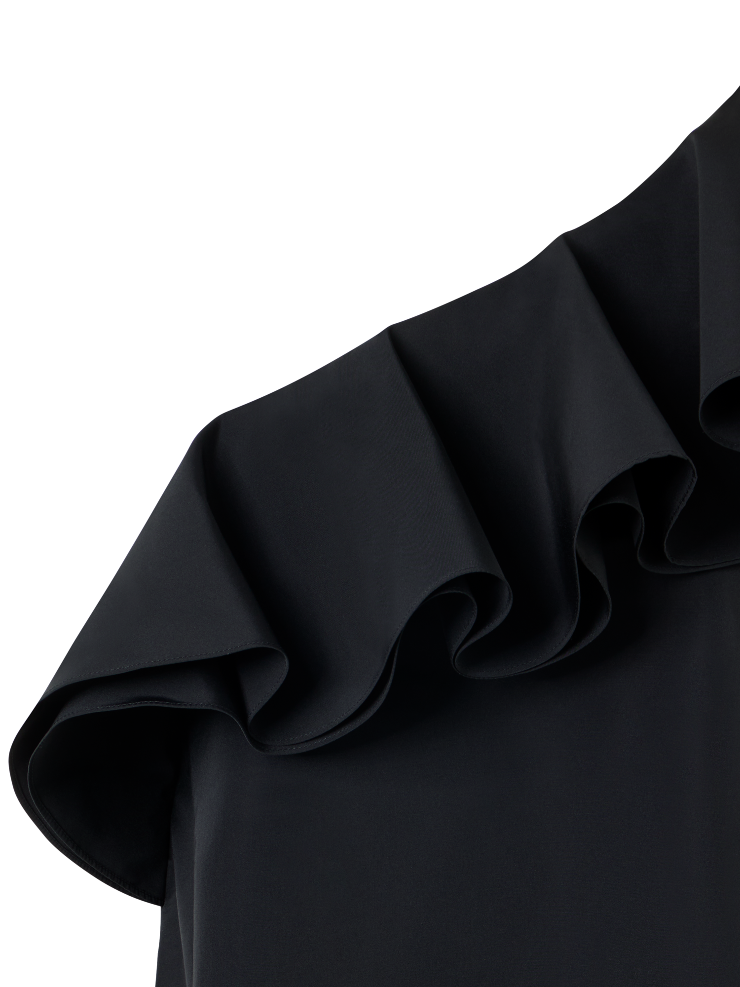 Designer One-Shoulder-Kleid aus Baumwoll-Taft-Mischgewebe - Schwarz