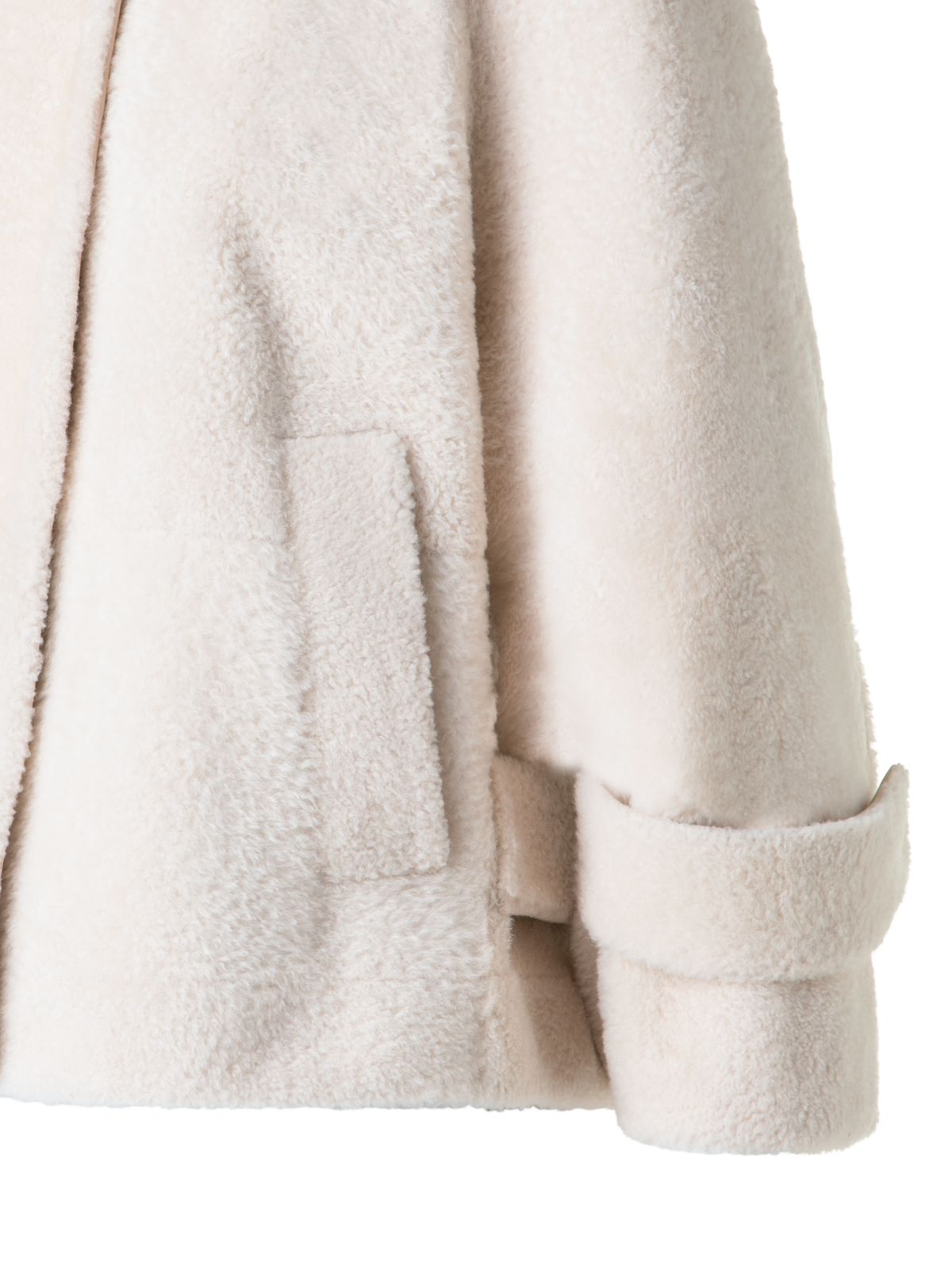 Designer Shearling Jacke in A-Linie - Ecru - Weiss