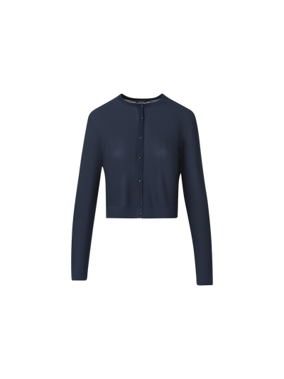 Designer Seiden-Cardigan mit goldenem Lurex - Blau