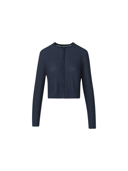 Designer Seiden-Cardigan mit goldenem Lurex - Blau