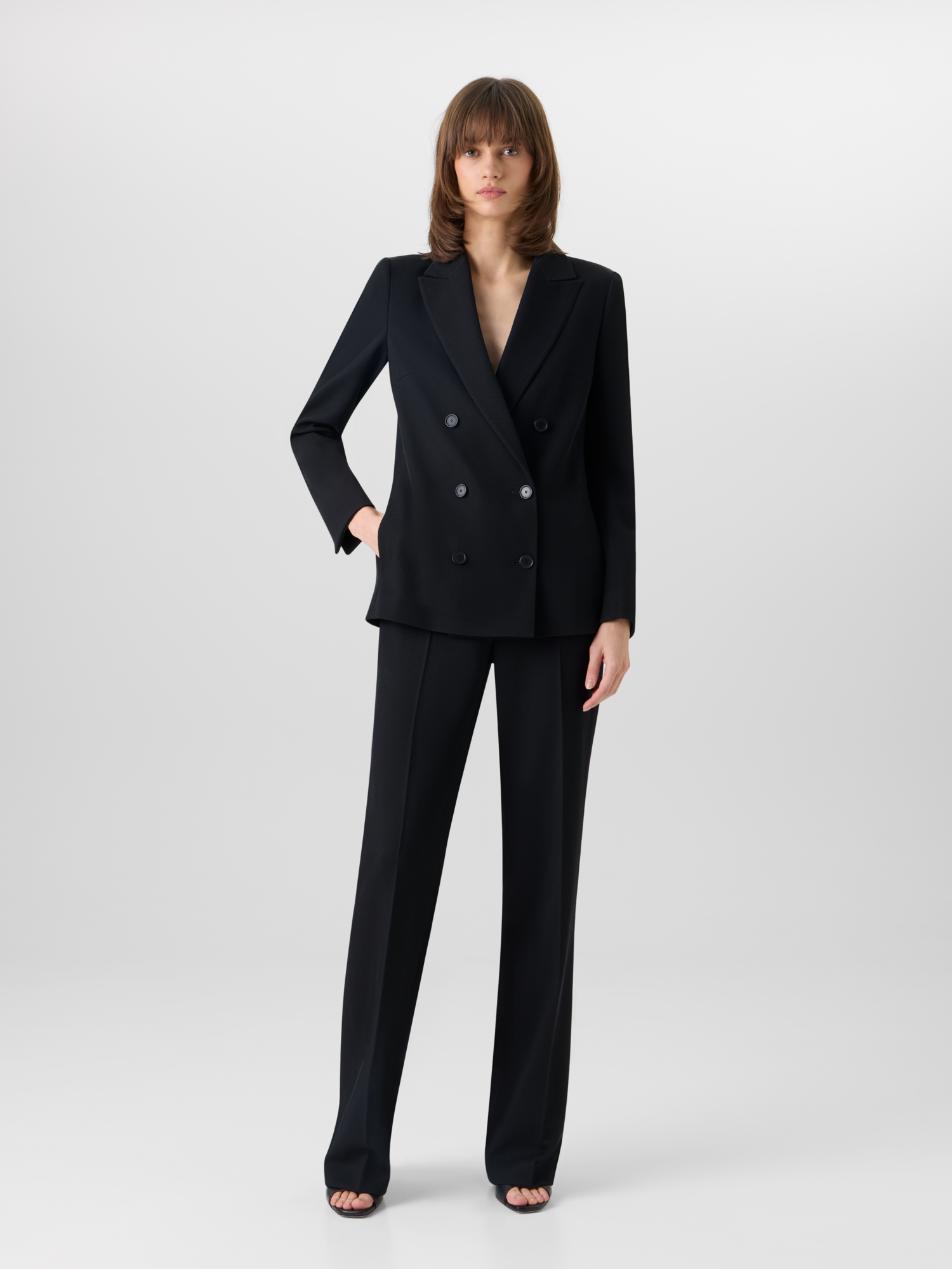 Designer Mikka Straight-Leg Hose aus Woll-Tricotine - Schwarz 