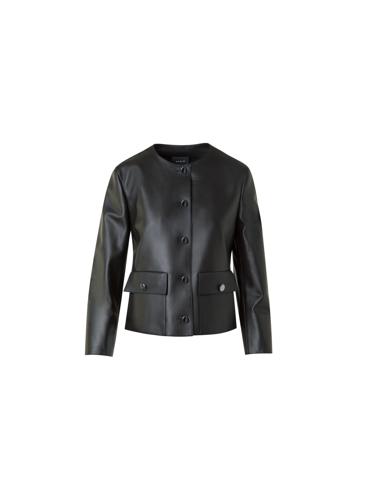 Designer Lederjacke mit verkürzten Ärmeln - Schwarz