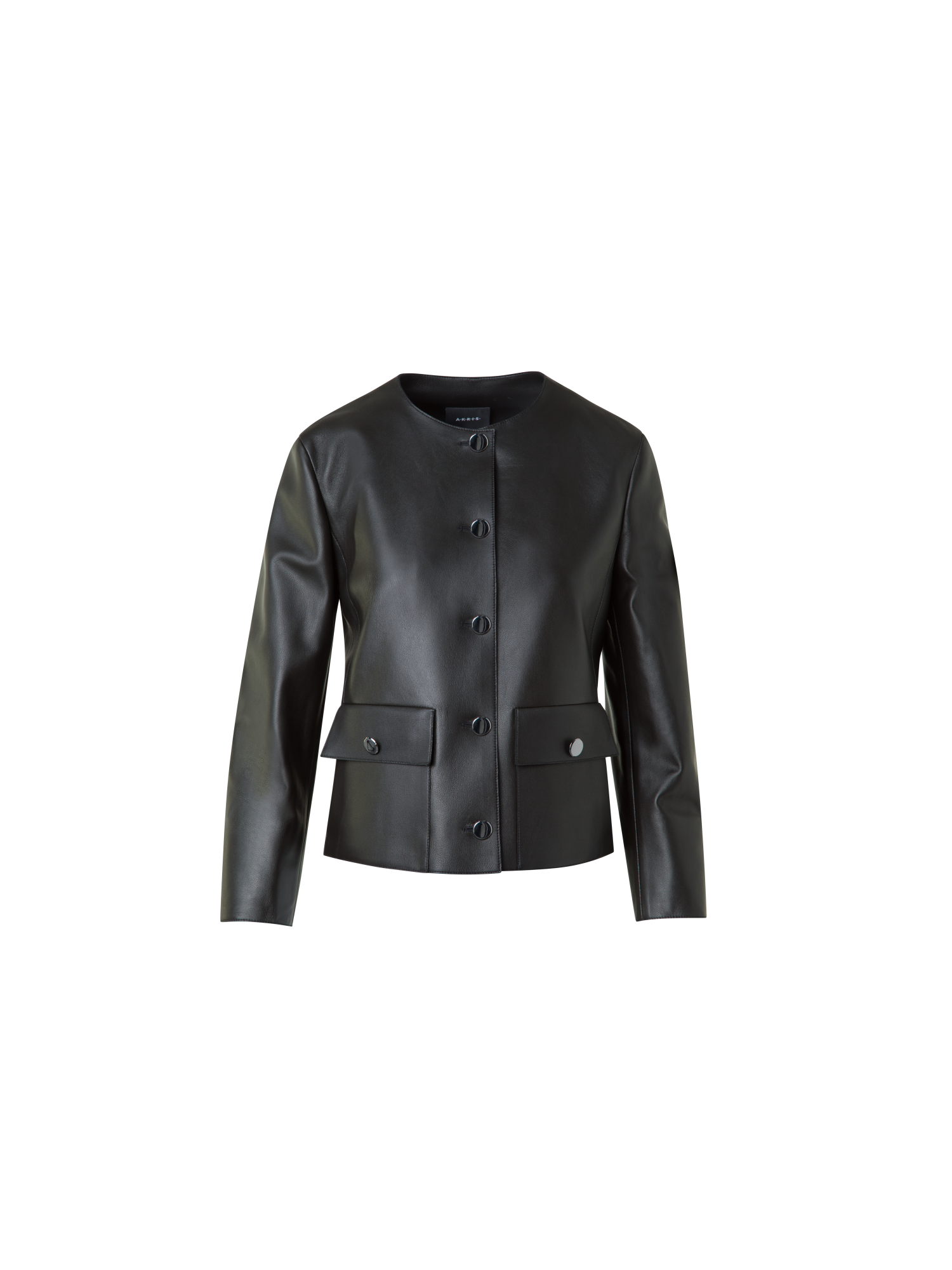 Designer Lederjacke mit verkürzten Ärmeln - Schwarz