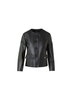 Designer Lederjacke mit verkürzten Ärmeln - Schwarz