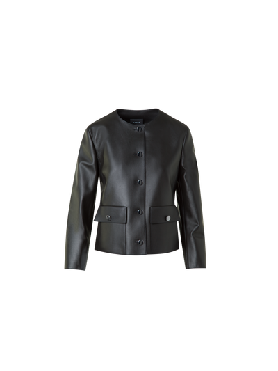 Designer Lederjacke mit verkürzten Ärmeln - Schwarz