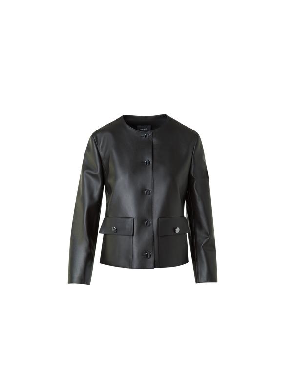 Designer Lederjacke mit verkürzten Ärmeln - Schwarz