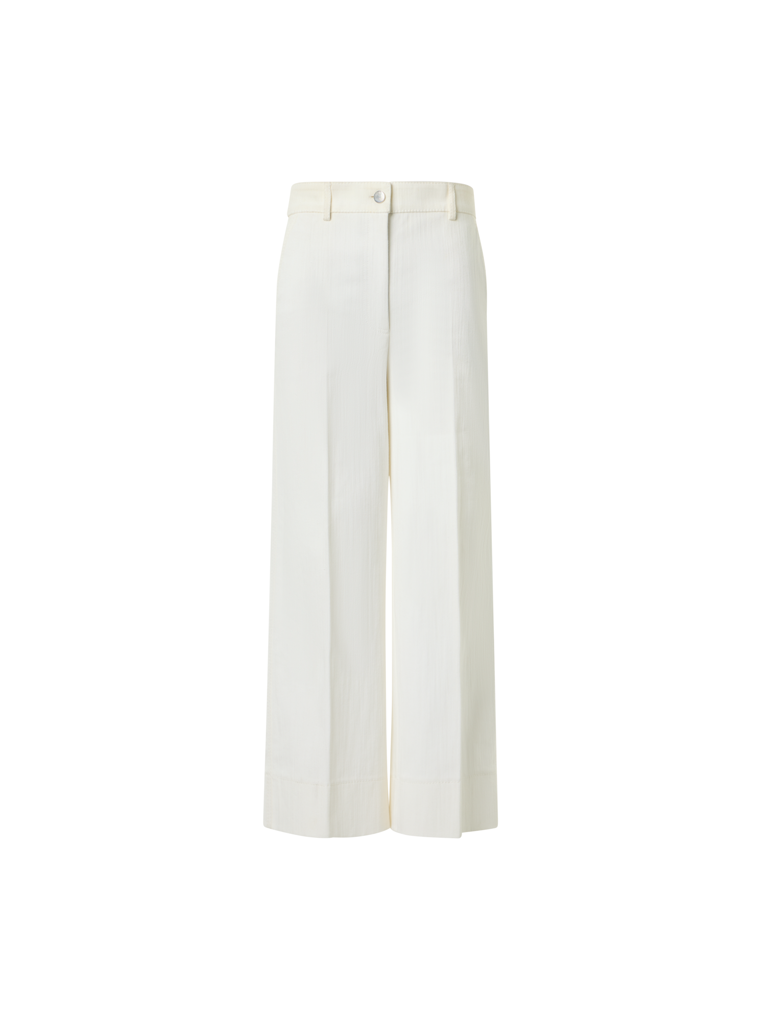 Designer Chiara Cropped Wide Leg Hose mit hoher Taille aus Denim - Ecru