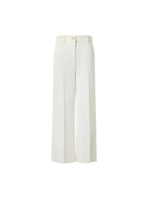 Designer Chiara Cropped Wide Leg Hose mit hoher Taille aus Denim - Ecru