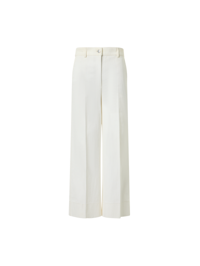 Designer Chiara Cropped Wide Leg Hose mit hoher Taille aus Denim - Ecru