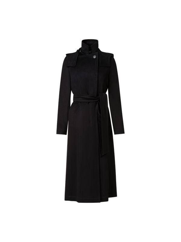 Designer Kaschmirmantel mit Storm-System® Finish - Schwarz