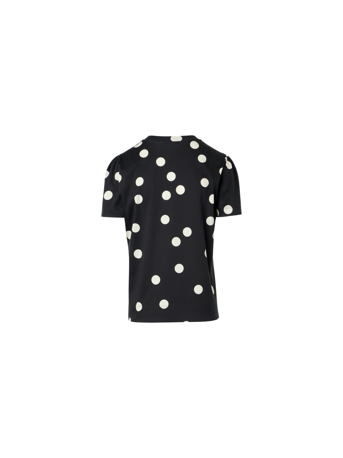 Designer Baumwolljersey-T-Shirt mit Puffärmeln und Polka-Dots - Schwarz