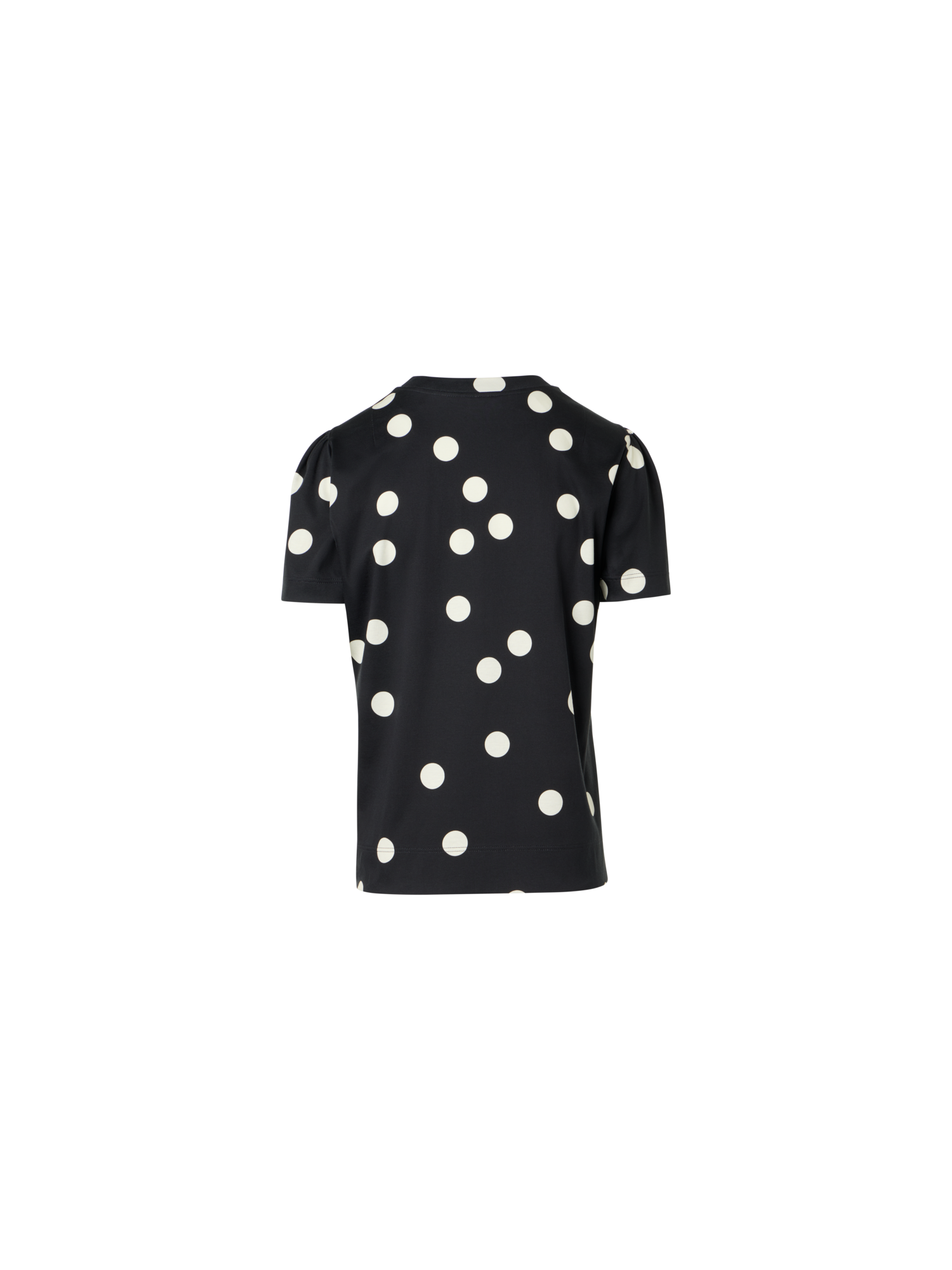 Designer Baumwolljersey-T-Shirt mit Puffärmeln und Polka-Dots - Schwarz