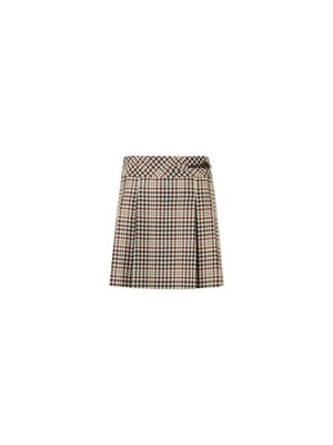 Designer Kilt-Minirock aus kariertem Tweed - Bunt - Braun