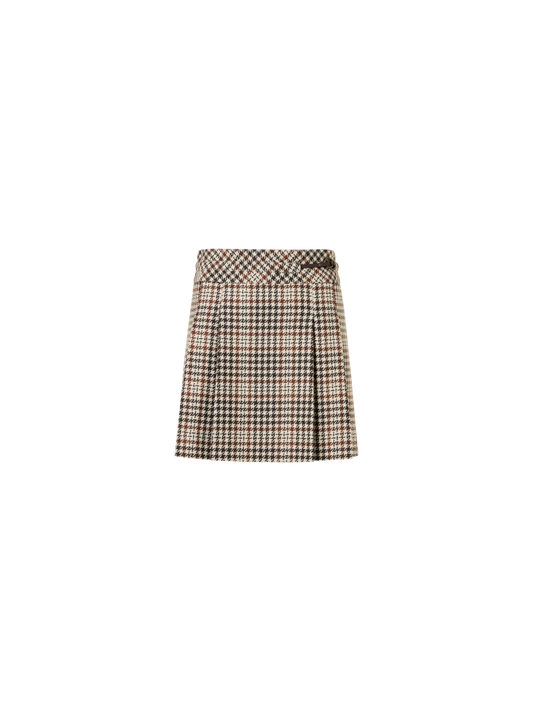 Designer Kilt-Minirock aus kariertem Tweed - Bunt - Braun
