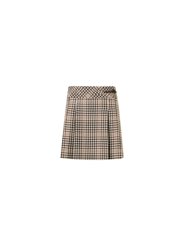 Designer Kilt-Minirock aus kariertem Tweed - Bunt - Braun