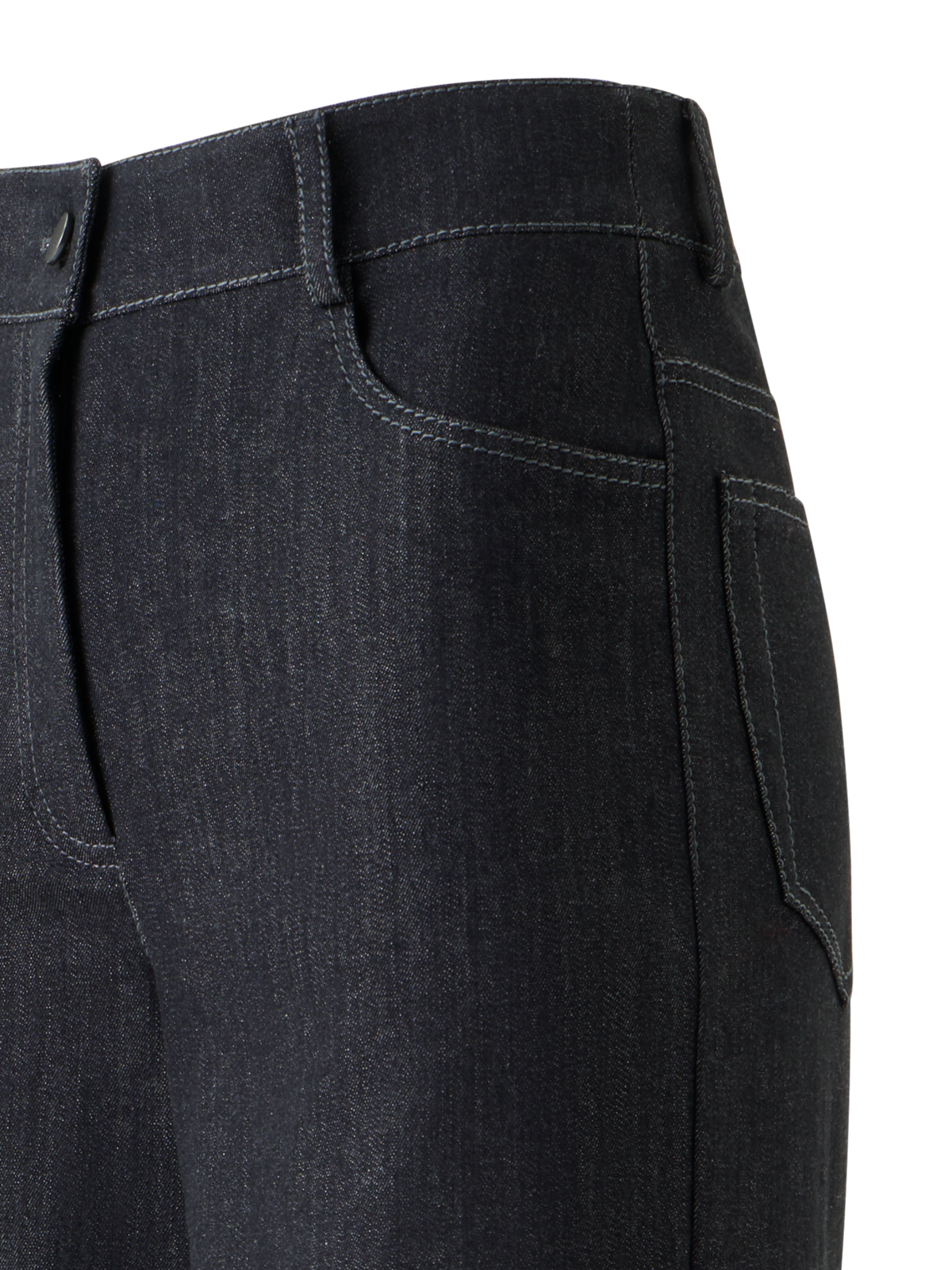 Designer Weite Stretch Baumwoll Denim Hose - Schwarz