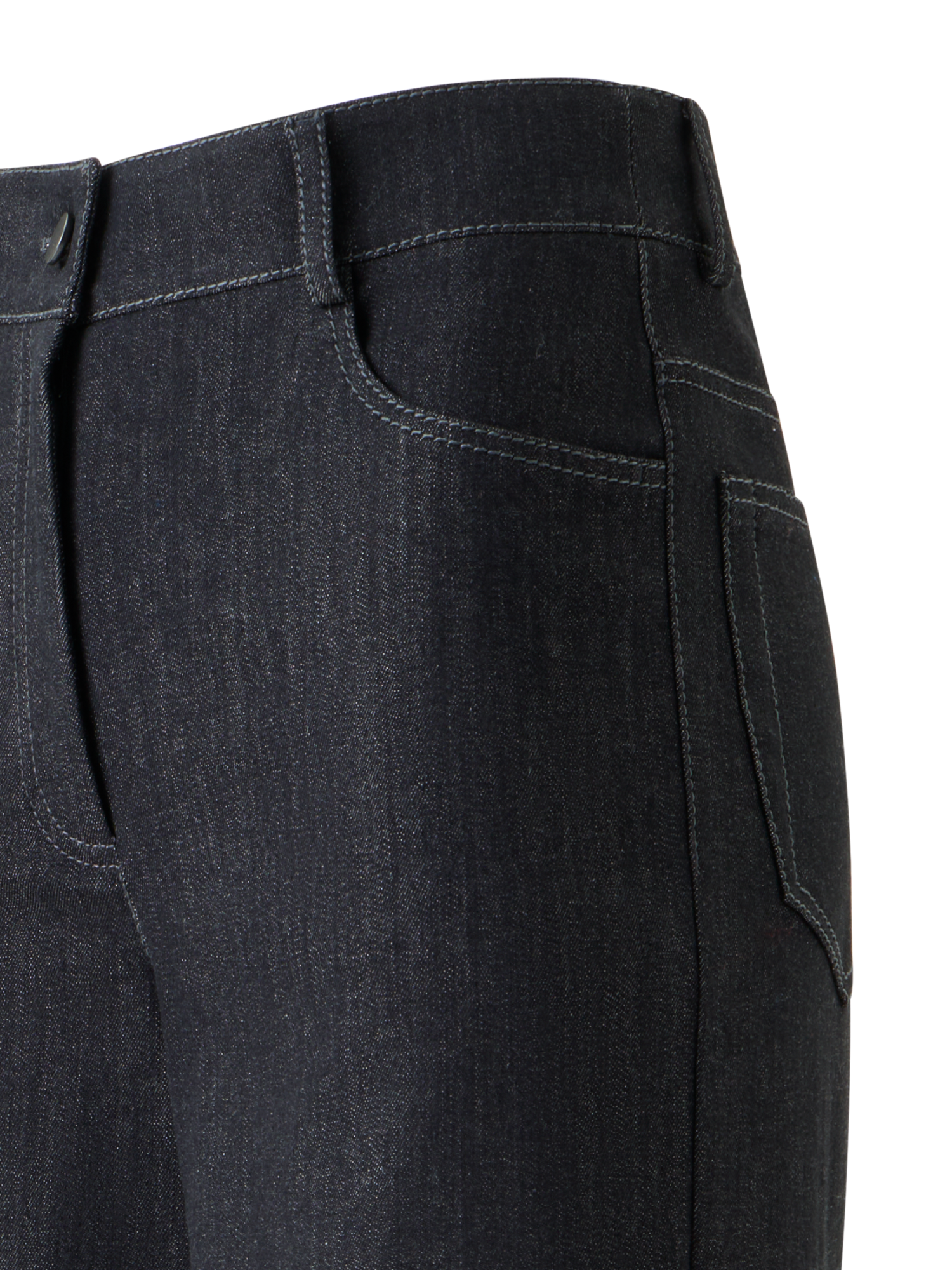 Designer Weite Stretch Baumwoll Denim Hose - Schwarz