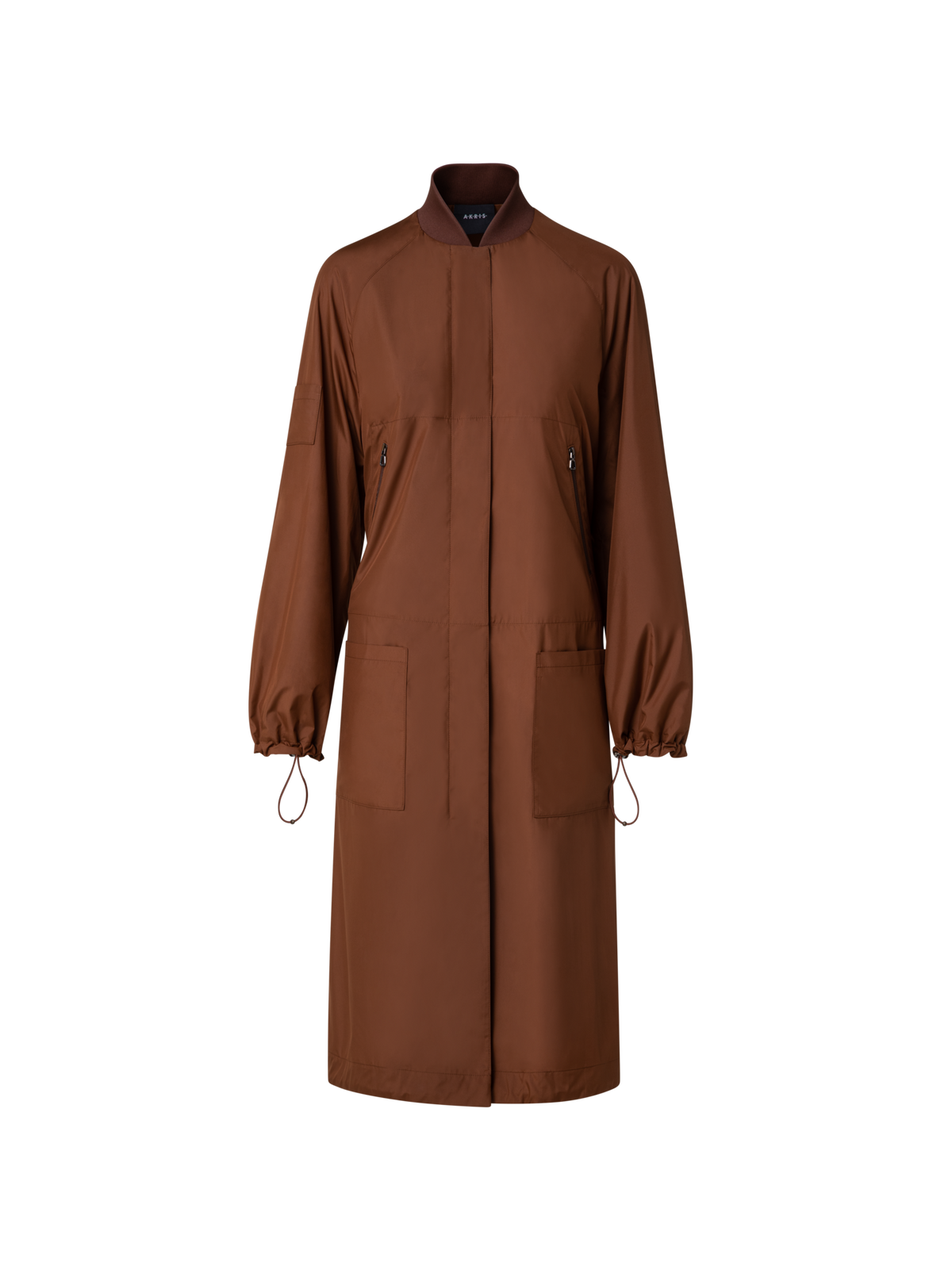 Designer Lange Bomberjacke aus Seide - Braun