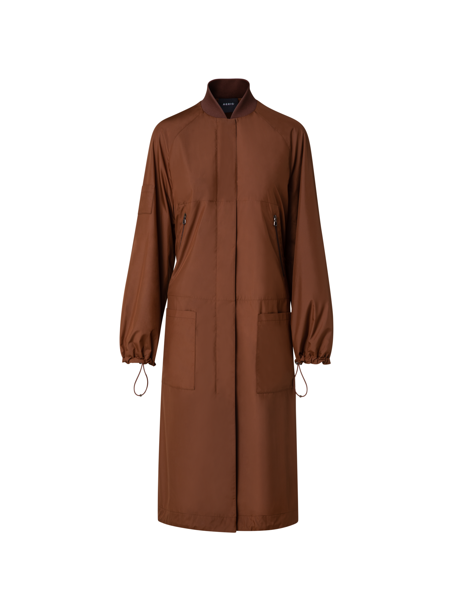 Designer Lange Bomberjacke aus Seide - Braun