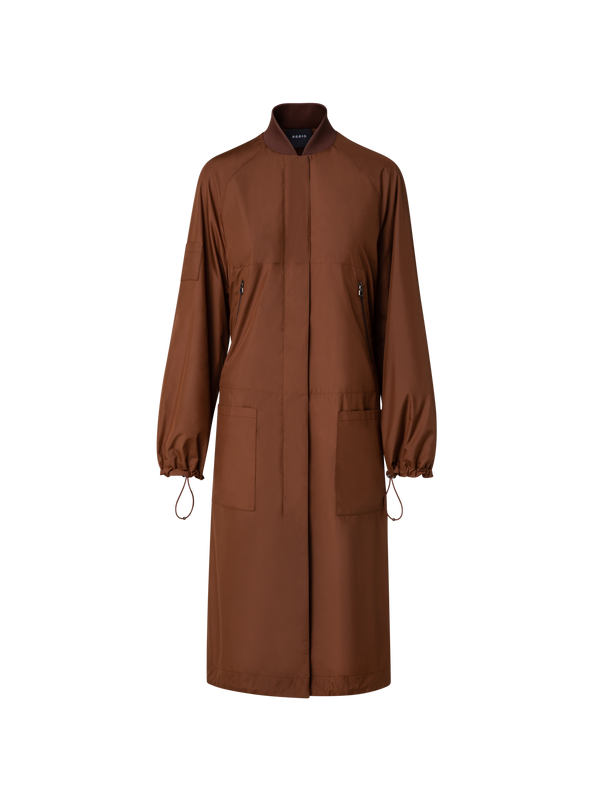 Designer Lange Bomberjacke aus Seide - Braun