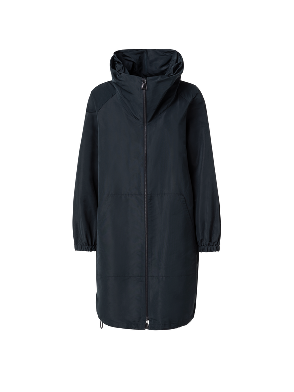 Designer Parka aus wasserabweisendem Seidentaft - Schwarz
