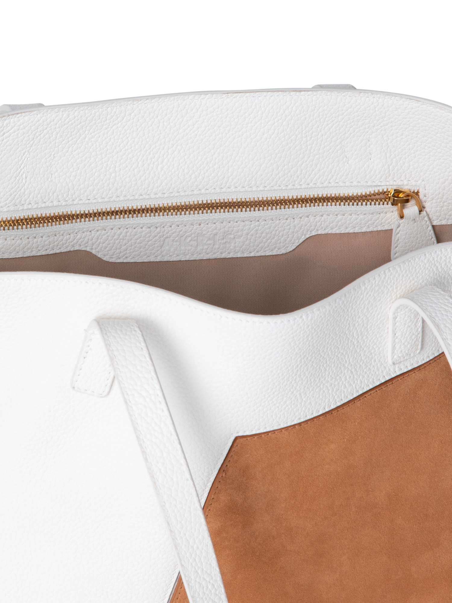 Designer Ai Small Shoulder Tote - Braun - Bunt - Weiss