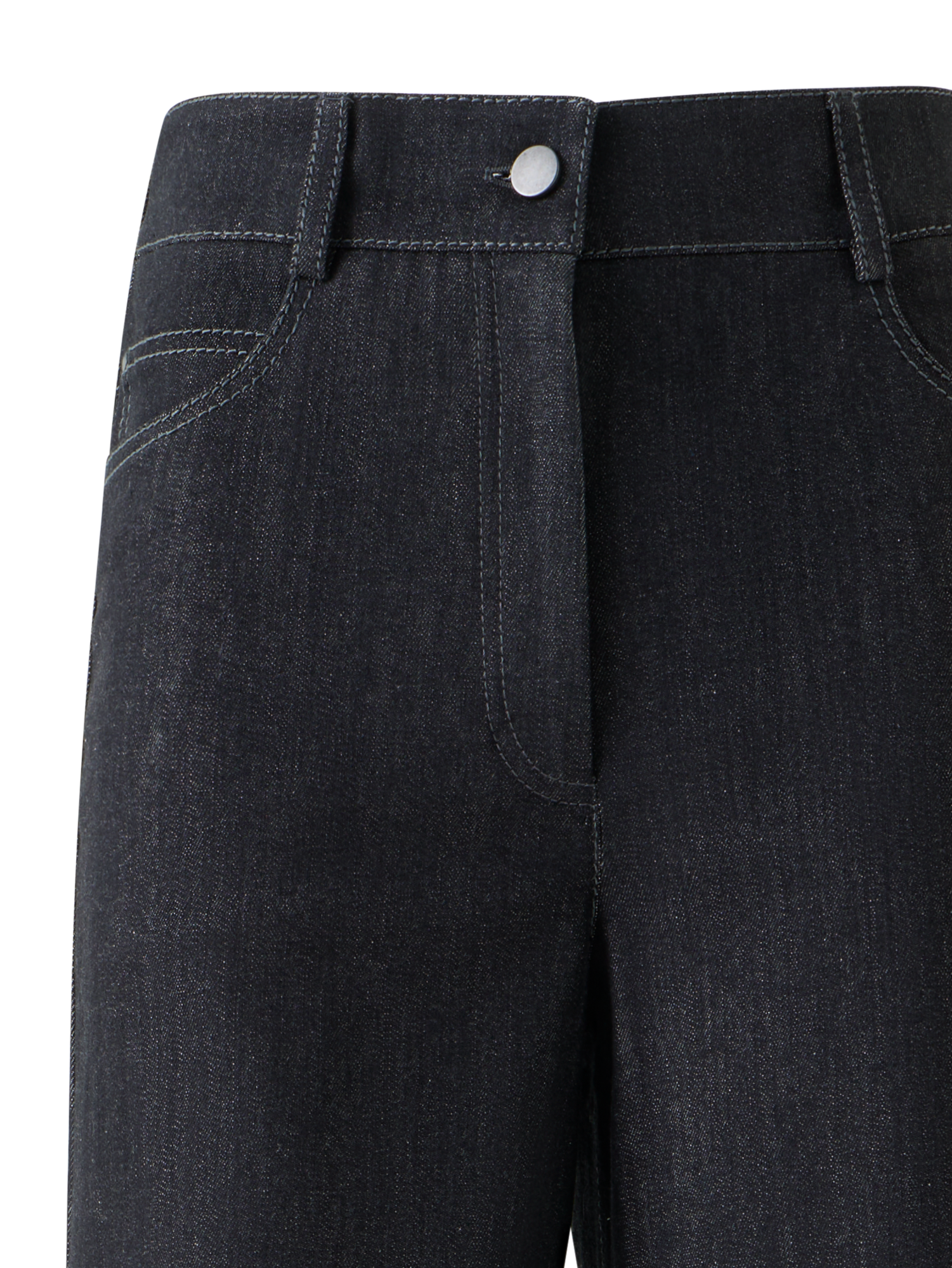 Designer Weite Stretch Baumwoll Denim Hose - Schwarz