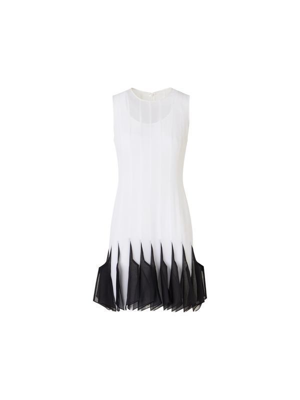 Designer Midikleid aus Seide mit High-Plains-Einsätzen - Ecru