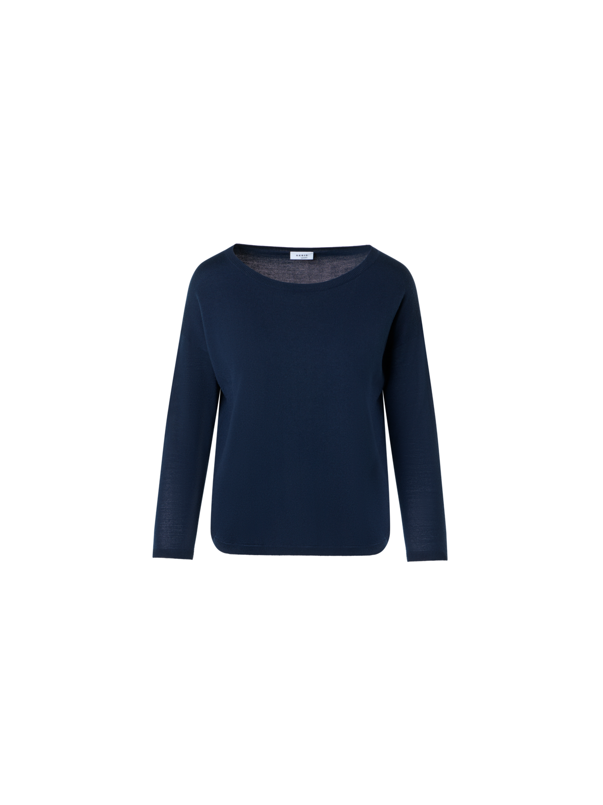 Designer Feiner Merinowolle-Signature-Strickpullover - Dunkelblau - Blau
