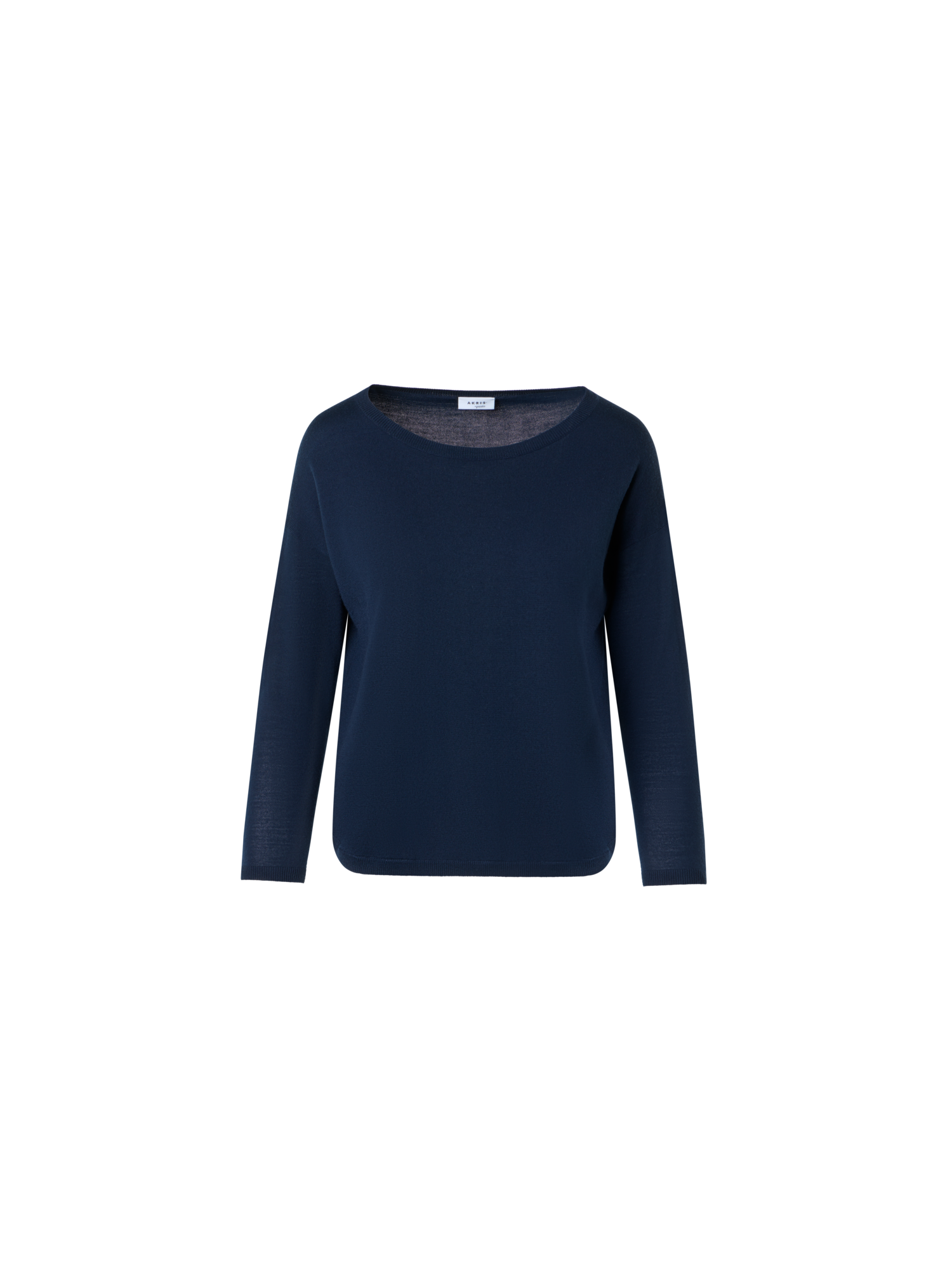 Designer Feiner Merinowolle-Signature-Strickpullover - Dunkelblau - Blau