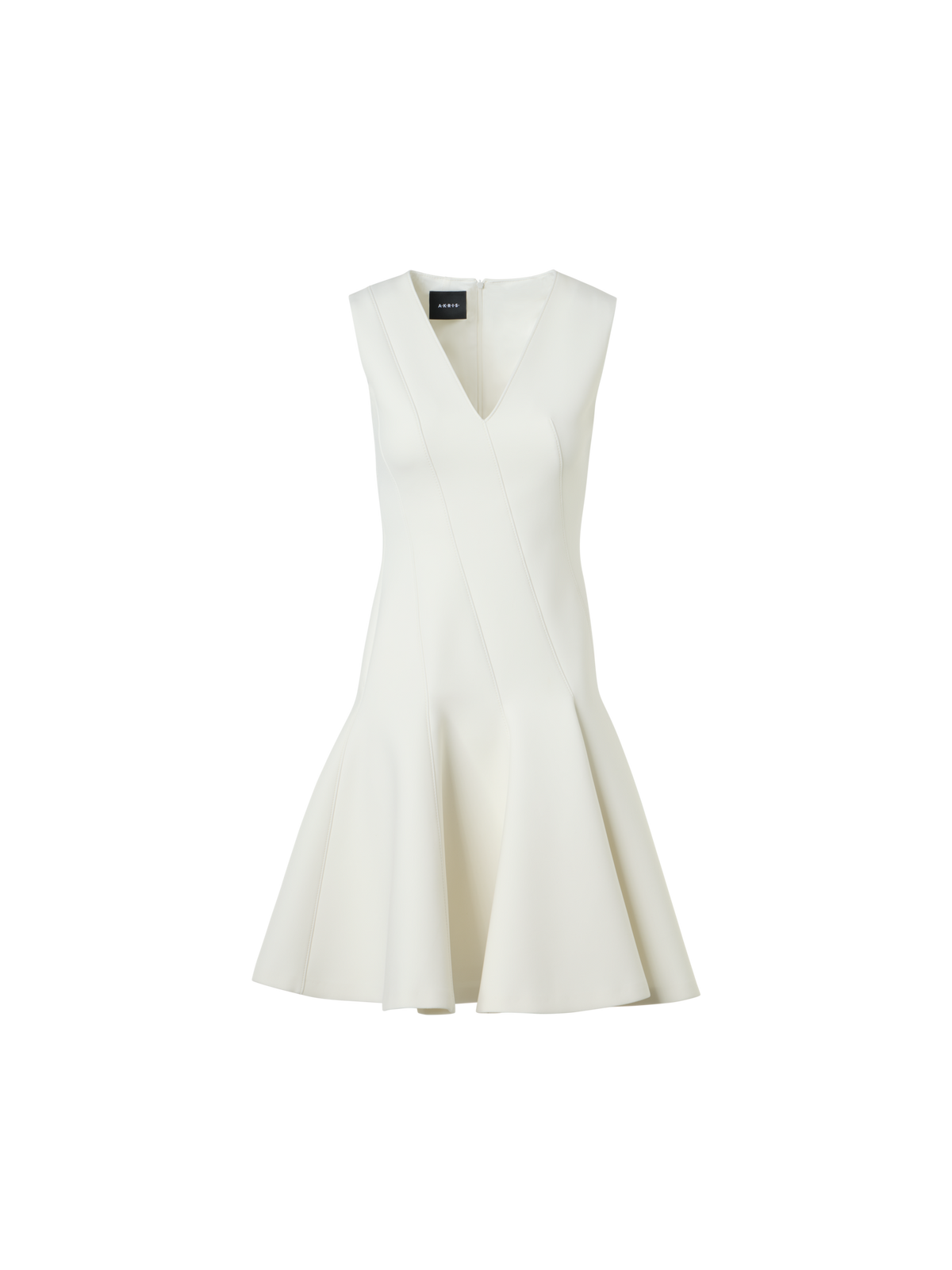 Designer Ärmelloses Techno-Neopren-Fit-and-Flare-Kleid - Ecru