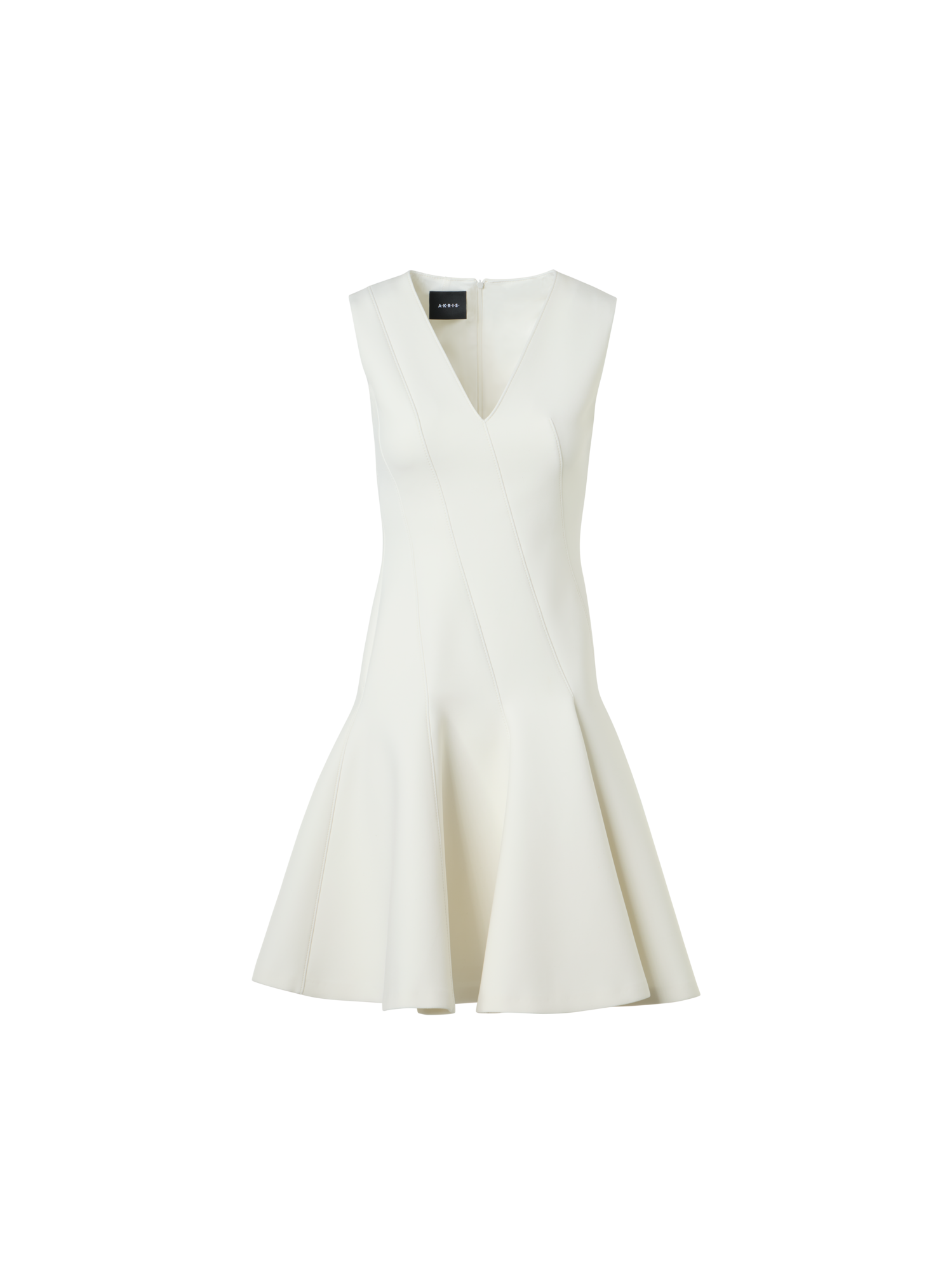 Designer Ärmelloses Techno-Neopren-Fit-and-Flare-Kleid - Ecru