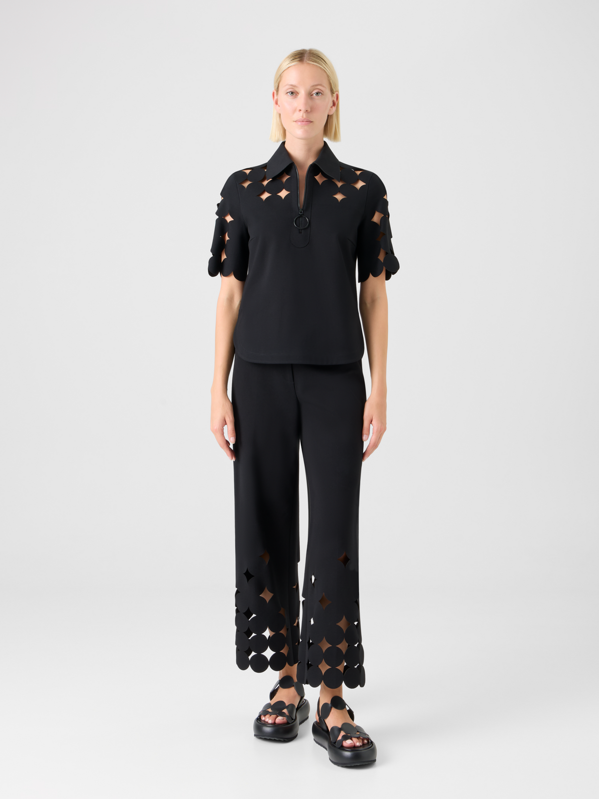 Designer Dropping Dot Cut-Out-Jerseyhose - Schwarz #editorial