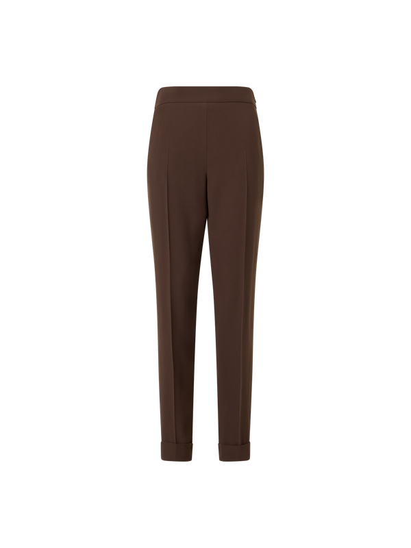Designer Knöchellange, schmal geschnittene Hose mit elastischem Bund - Braun
