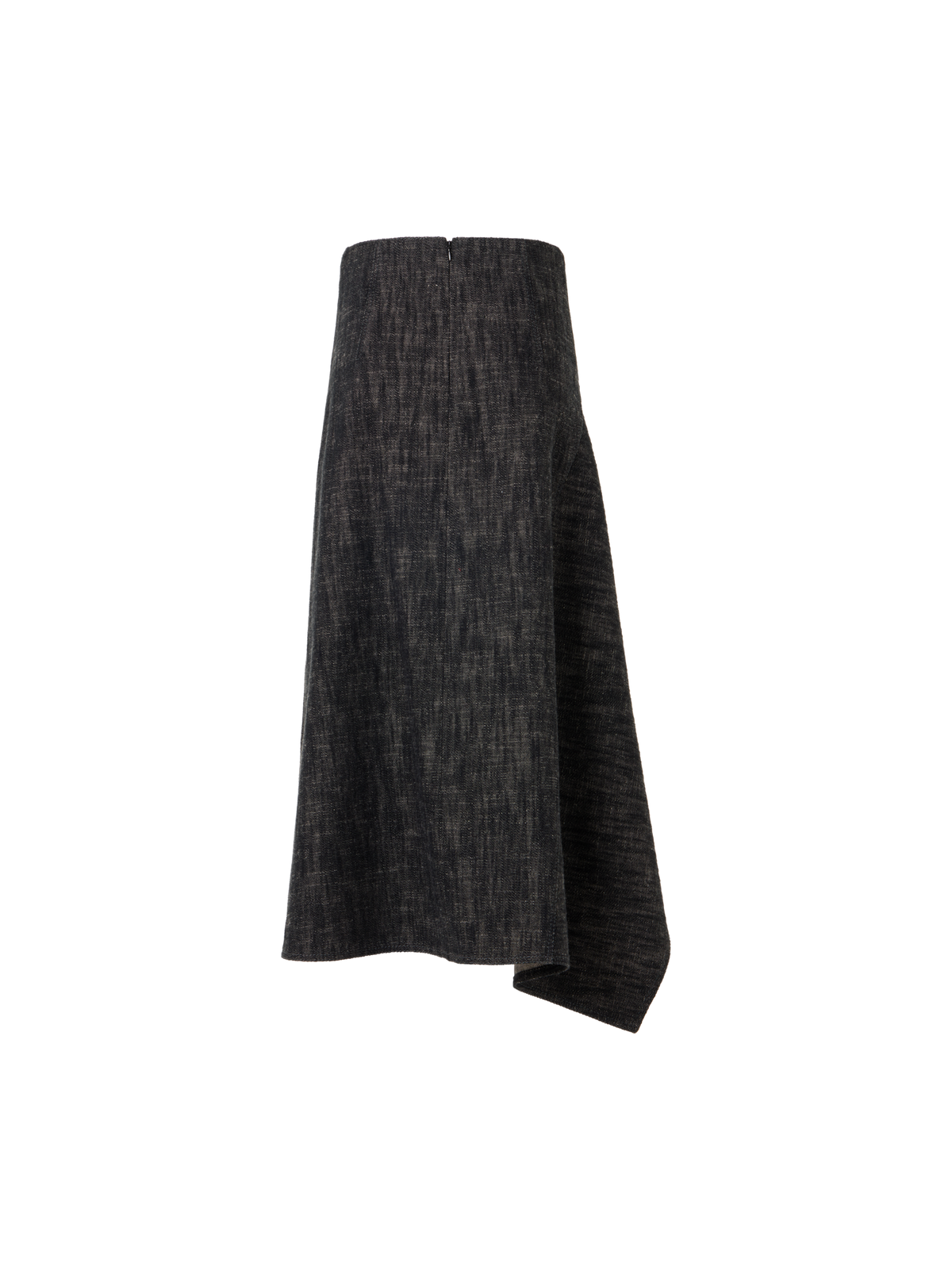 Designer Midirock aus schwerem, gewaschenem Baumwoll-Denim - Schwarz