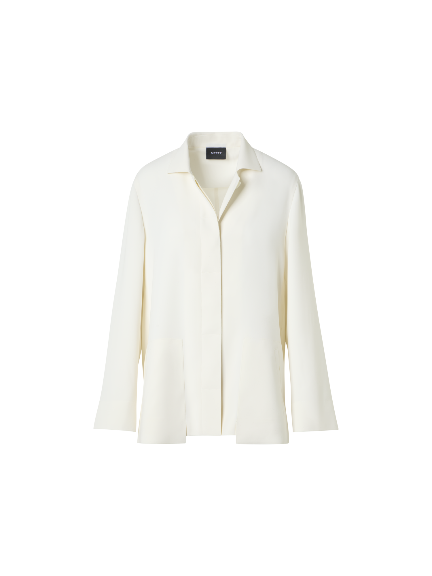 Designer Harp lange Jacke aus Techno-Crêpe mit aufgesetzter Tasche - Ecru