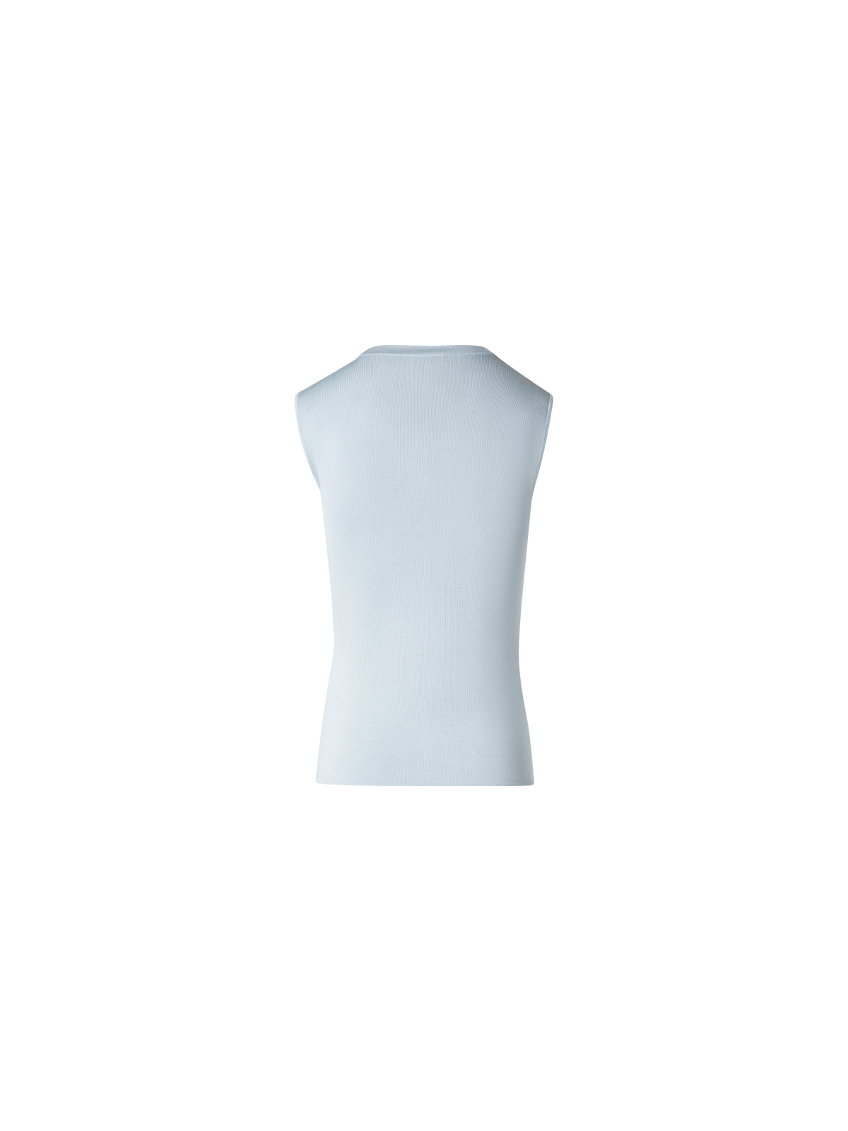 Designer Ärmelloses Strick Oberteil in Seiden-Stretch - Blau