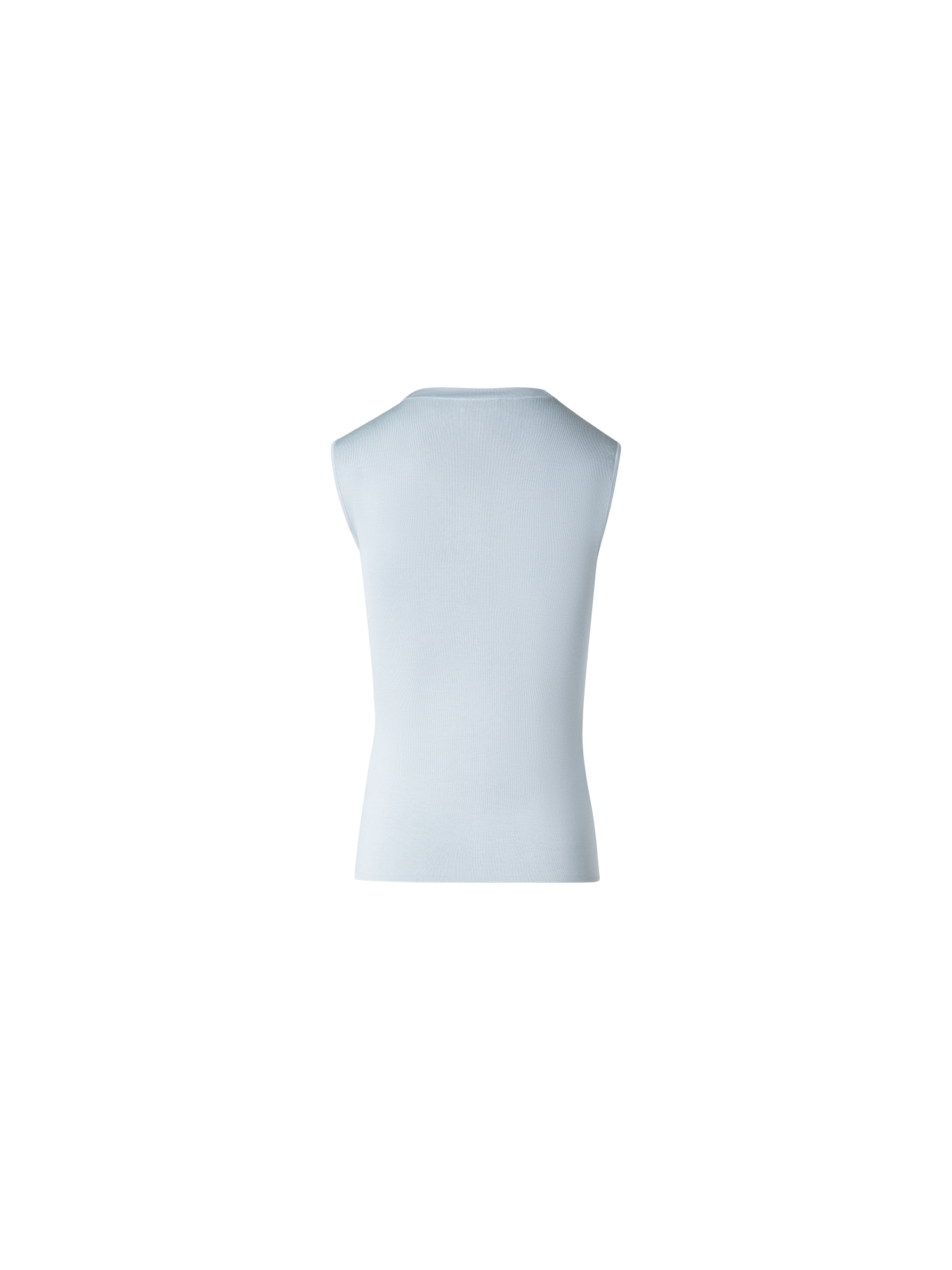 Designer Ärmelloses Strick Oberteil in Seiden-Stretch - Blau
