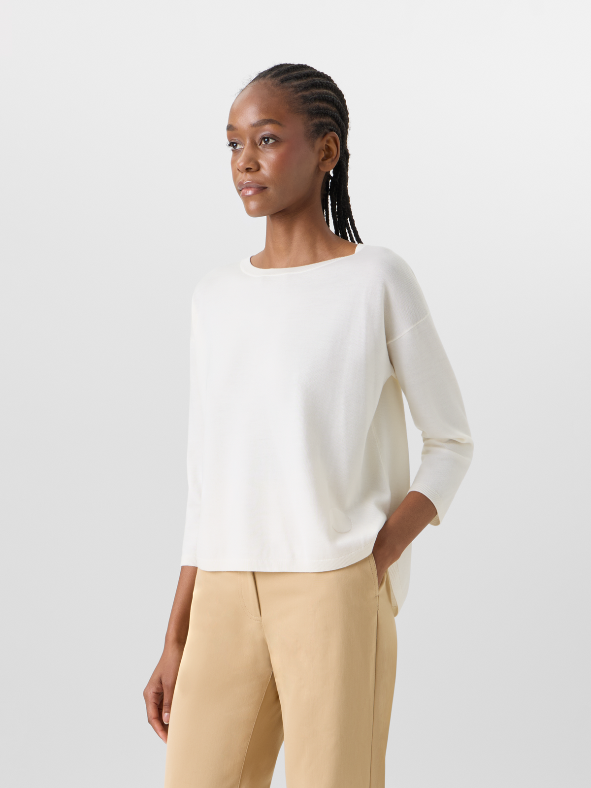 Designer 1Strickpullover aus Merinowolle - Ecru #editorial