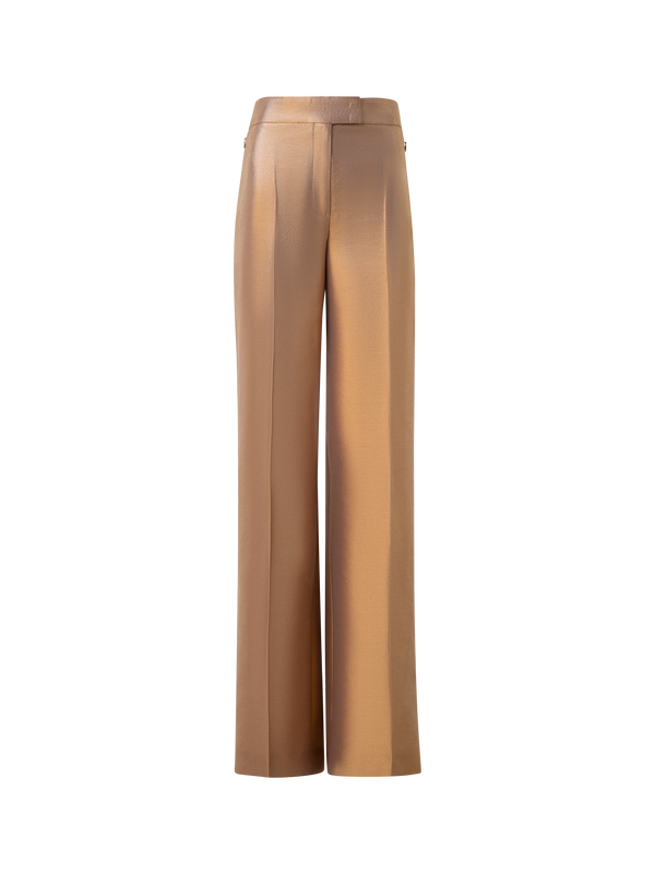 Designer Weite Hose aus Baumwolle und goldenem Lurex - Gold