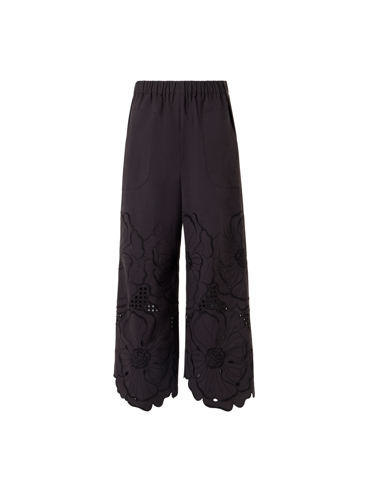 Designer Frey Wide-Leg Hose aus Baumwollpopeline - Schwarz