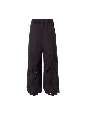 Designer Frey Wide-Leg Hose aus Baumwollpopeline - Schwarz