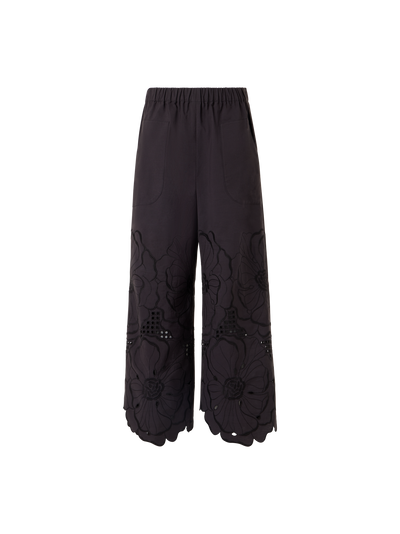 Designer Frey Wide-Leg Hose aus Baumwollpopeline - Schwarz