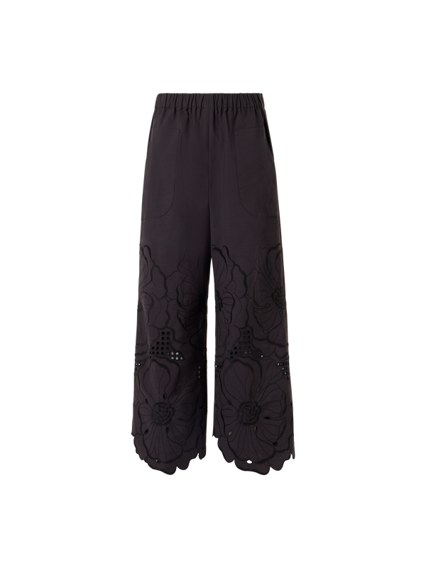 Designer Frey Wide-Leg Hose aus Baumwollpopeline - Schwarz