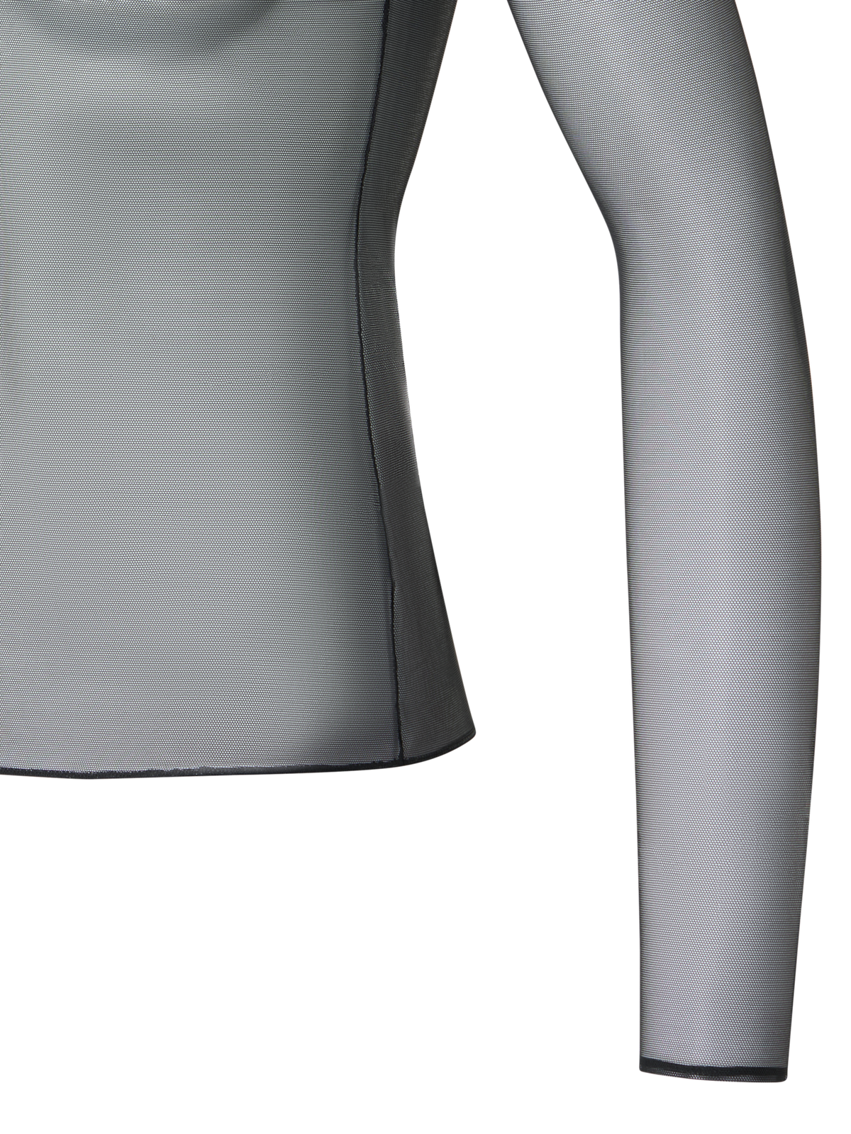Designer Transparentes Oberteil aus Stretch-Tüll mit Stehkragen - Schwarz