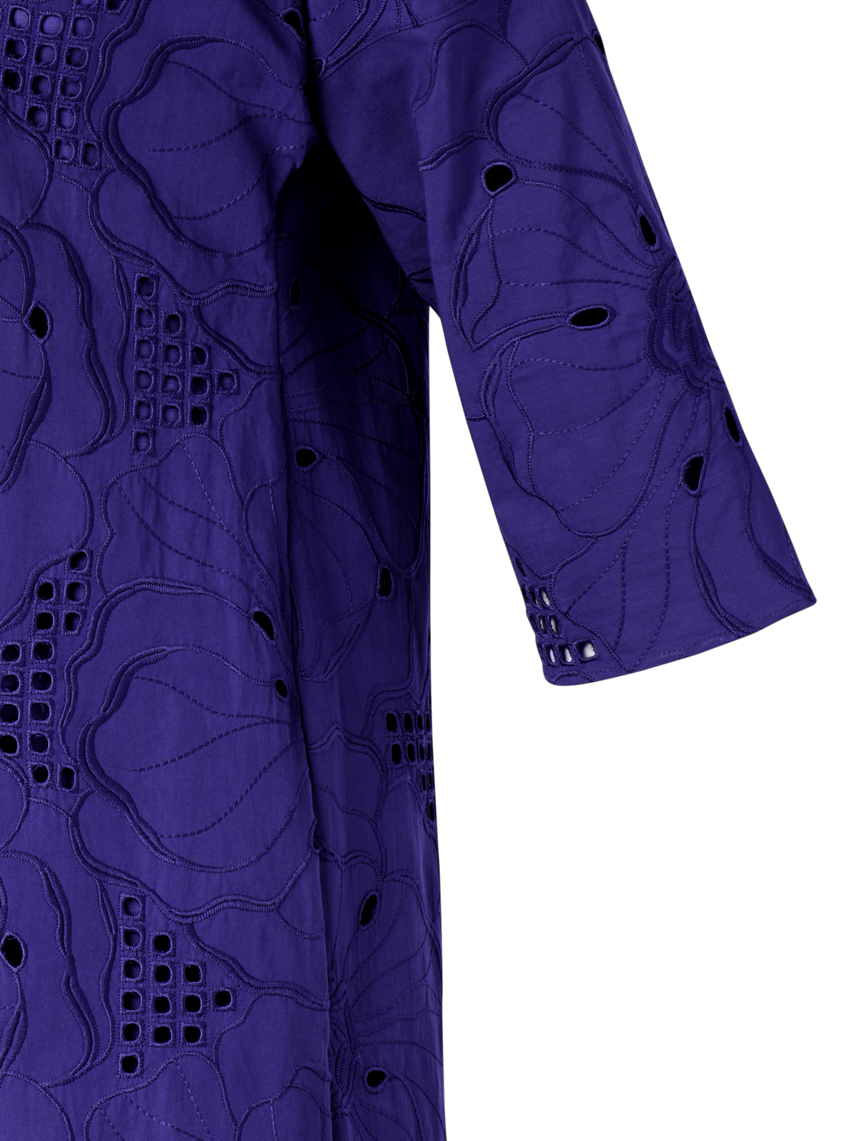 Designer Zipfelkleid mit Blumen-Lochstickerei - Violett