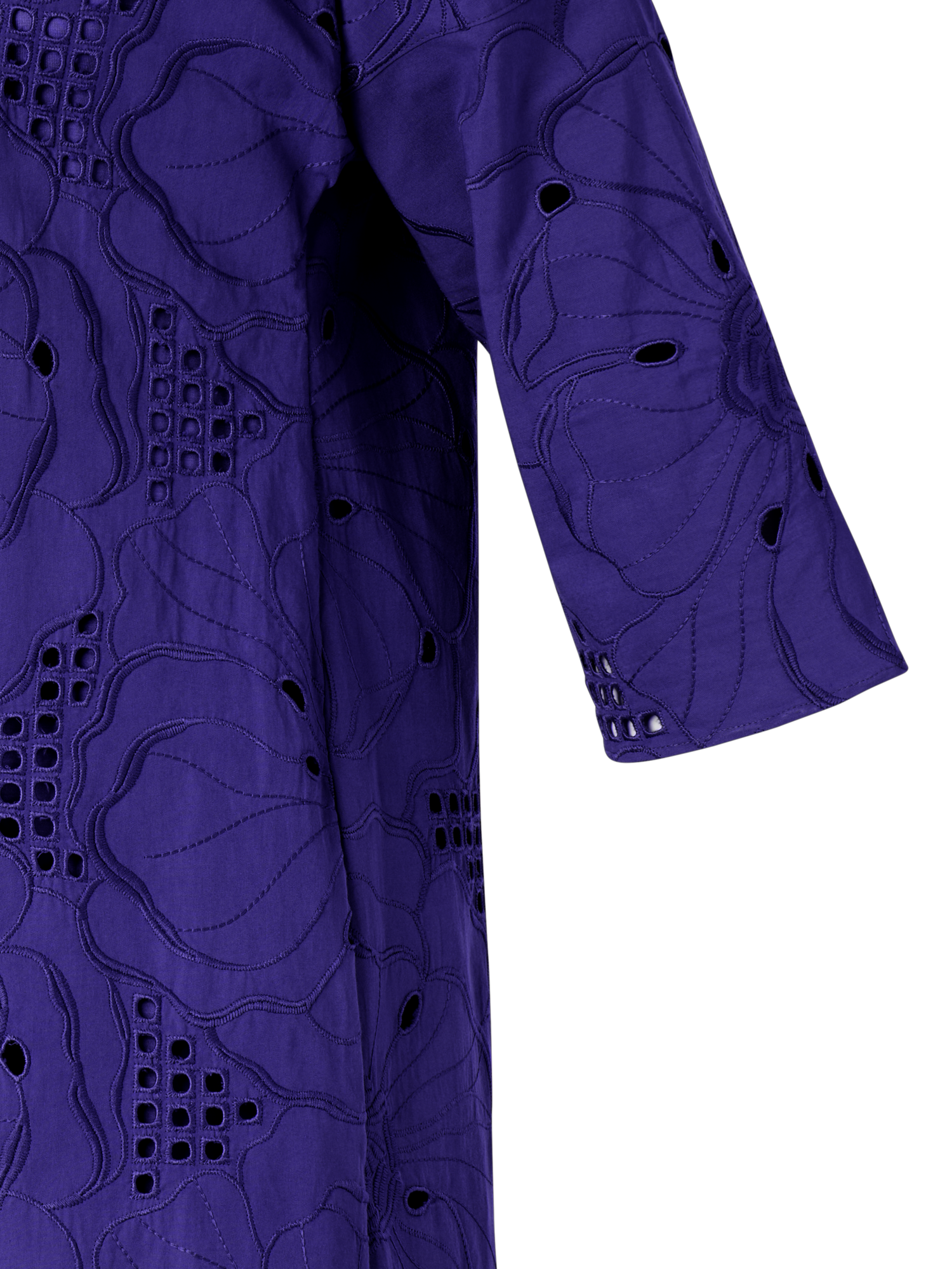 Designer Zipfelkleid mit Blumen-Lochstickerei - Violett