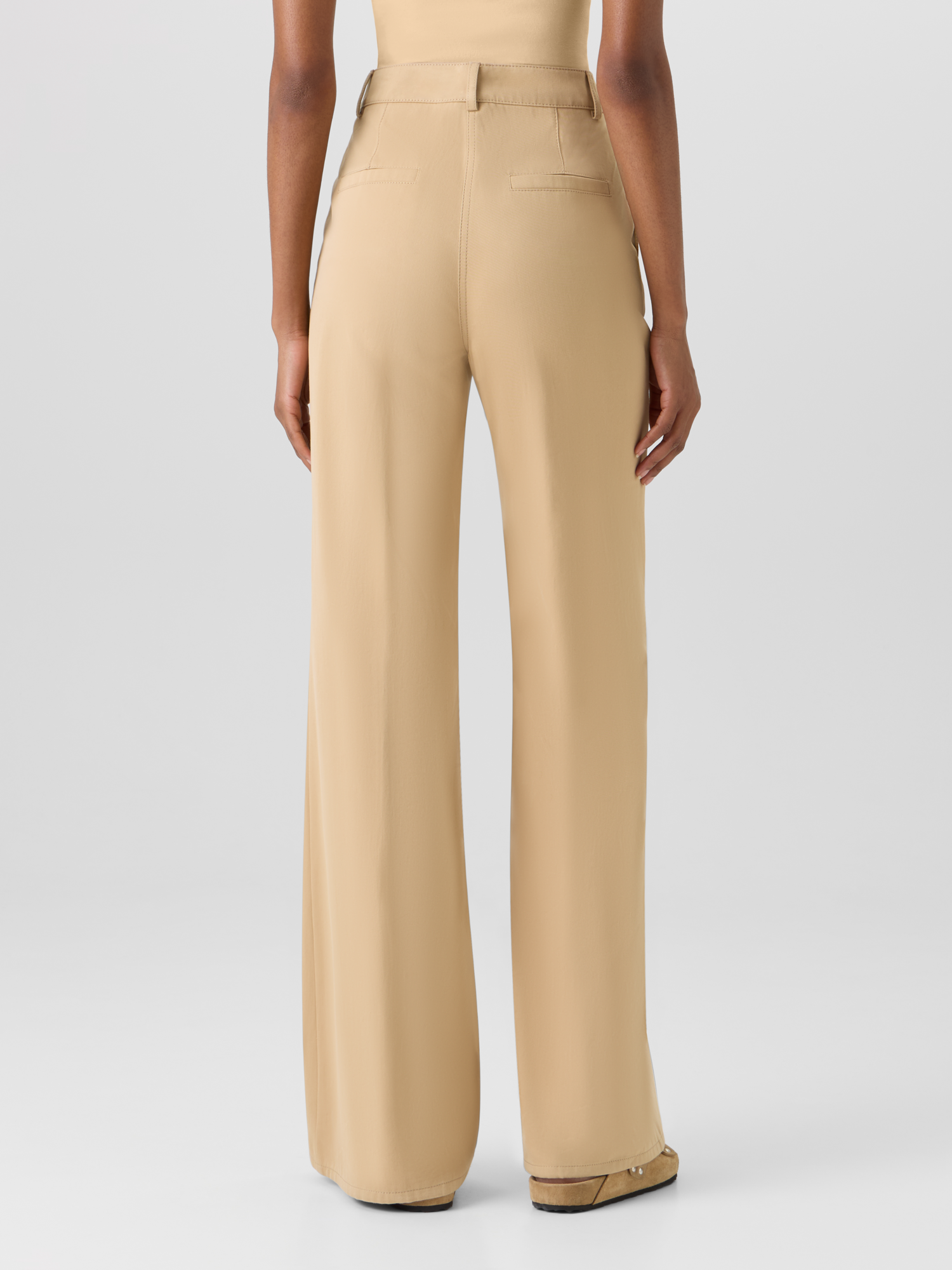 Designer Celia Bootcut Hose aus Baumwoll-Gabardine - Beige 